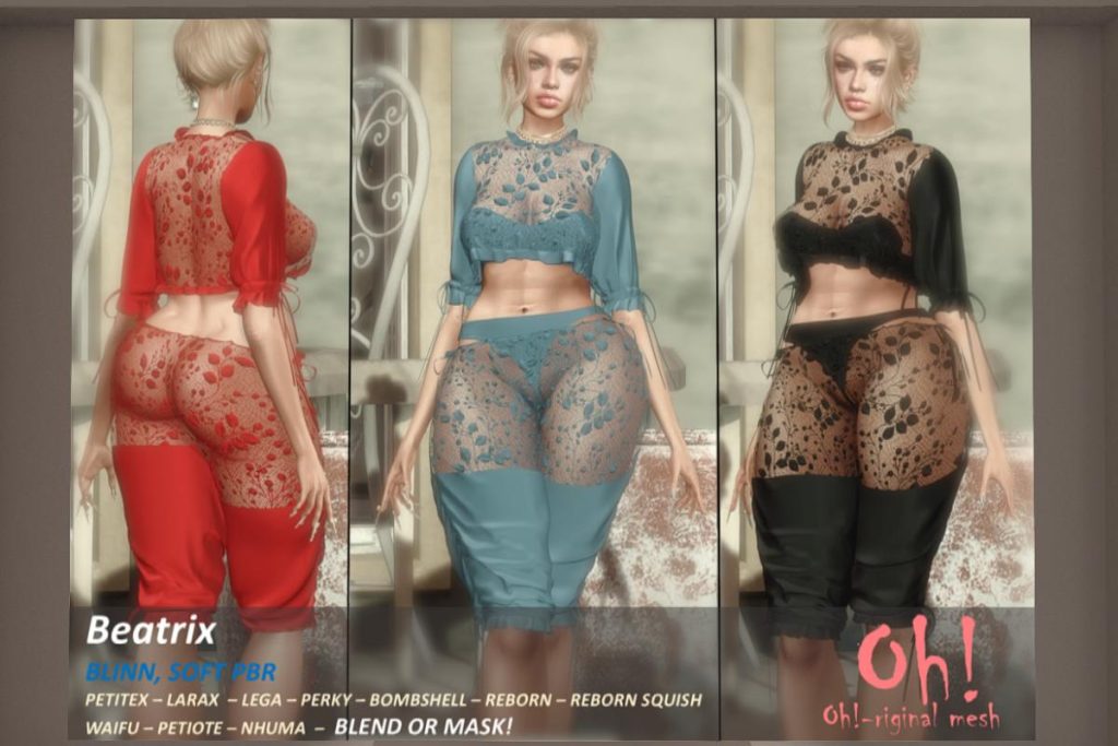 Beatrix Set - Legacy/MaitreyaX/Nhumana/Reborn/+mods, L$699 each/L$1999 FP