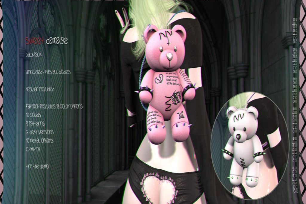 Sweet Damage Backpack, L$320 each/L$1199 FP