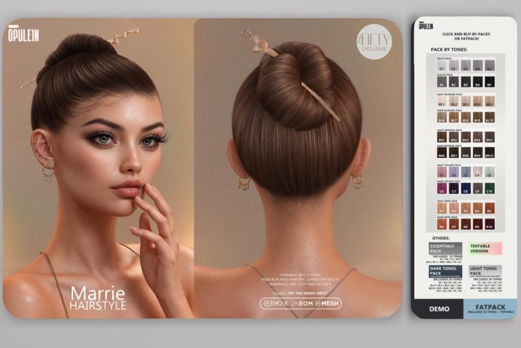 Marrie Hair - Evo X, L$199 each/L$299 each FP/L$999 MP