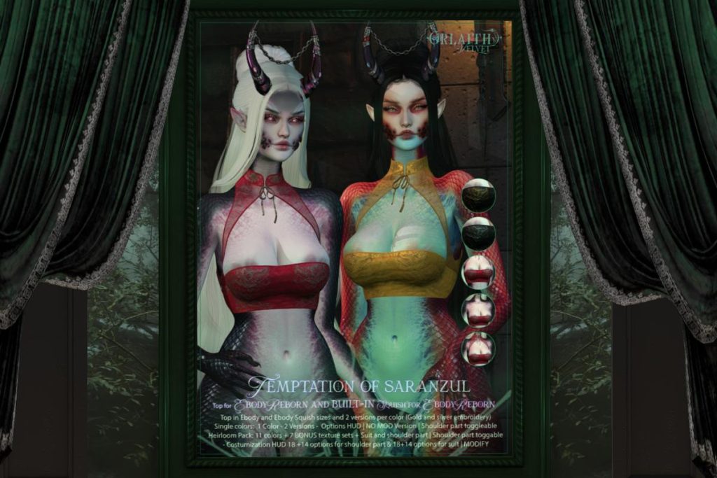 Temptation of Saranzul - Reborn, L$229 each/L$1490 FP