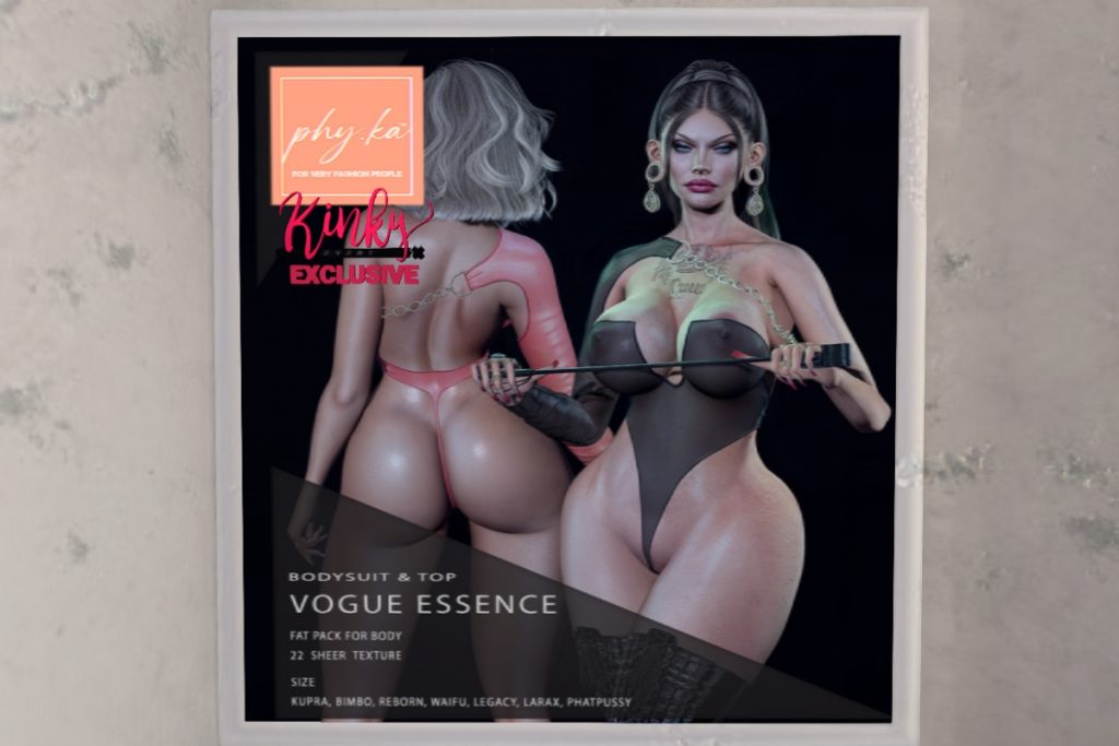 Vogue Essence Top and Bodysuit - Inithium/Legacy/MaitreyaX/Reborn/+mods, L$499 each/L$1599 FP