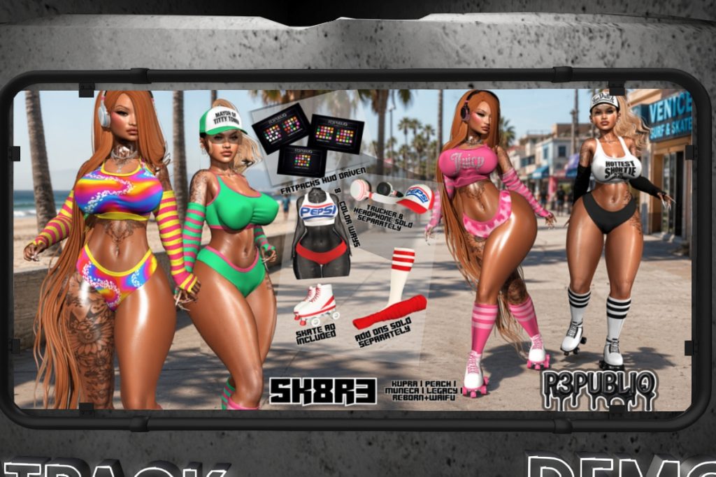 SK8R3 Set - Inithium/Legacy/Peach/Reborn/Yentements/+mods, L$199-L$499 each FP/L$1499-L$2300 each FP