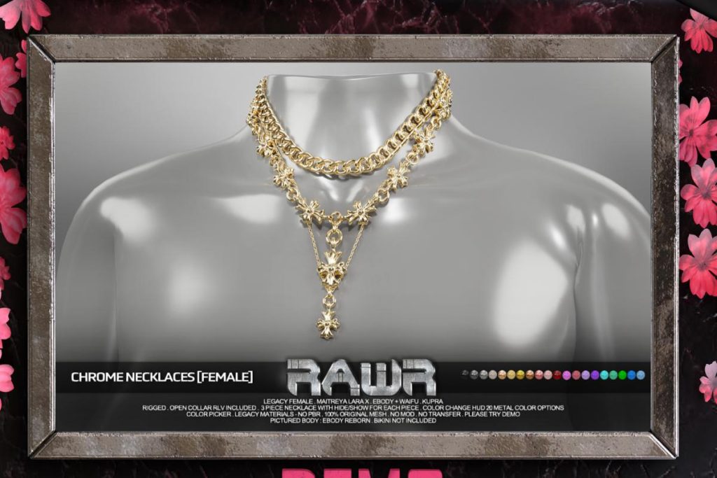 Chrome Necklaces - Inithium/Legacy/MaitreyaX/Reborn/+mods, L$315