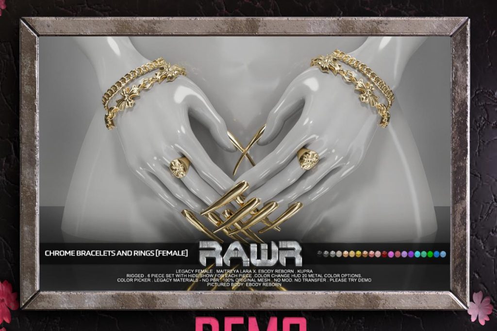 Chrome Bracelets &amp; Rings - Inithium/Legacy/MaitreyaX/Reborn/+mods, L$299