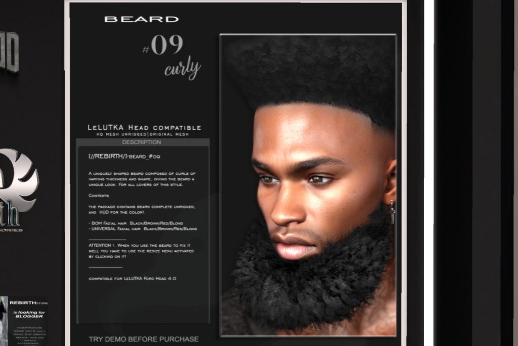 Beard #09 - EvoX, L$349 each/$879 FP