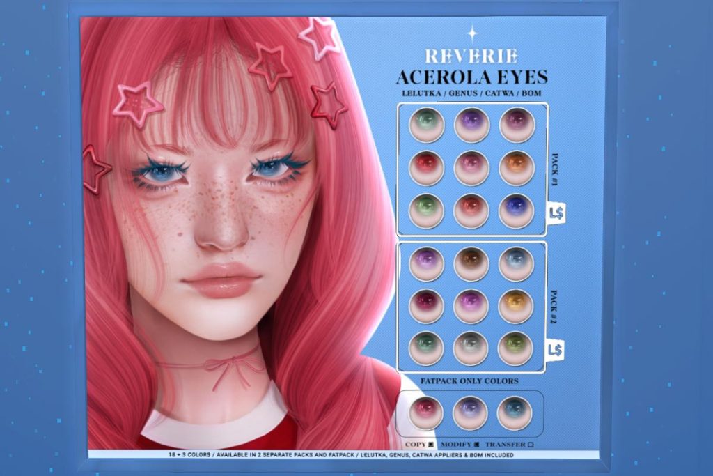 Acelora Eyes - BOM/Catwa/EvoX/Genus, L$299 each/L$510 FP