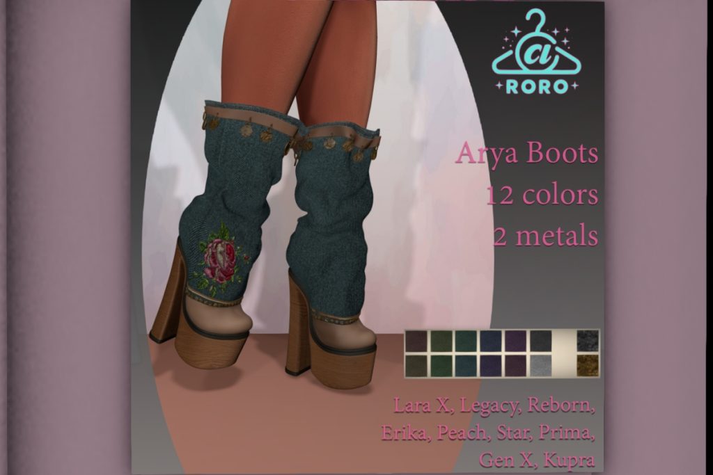 Arya Boots -  Erika/GenX/Inithium/Legacy/MaitreyaX/Peach/Prima/Reborn, L$199