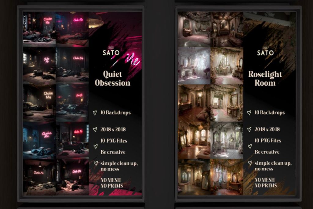 Quiet Obsession and Roselight Room  Backdrops, L$180 each