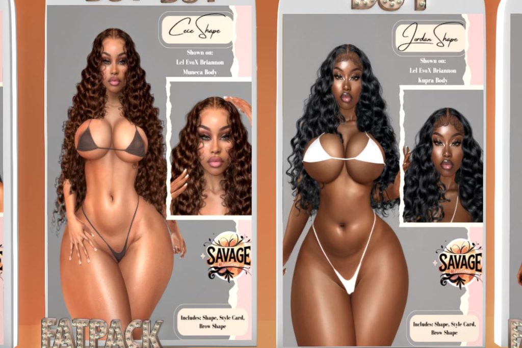 Cece and Jordan Female Shapes - See Ad for Fits, L$1000-L$5000 each