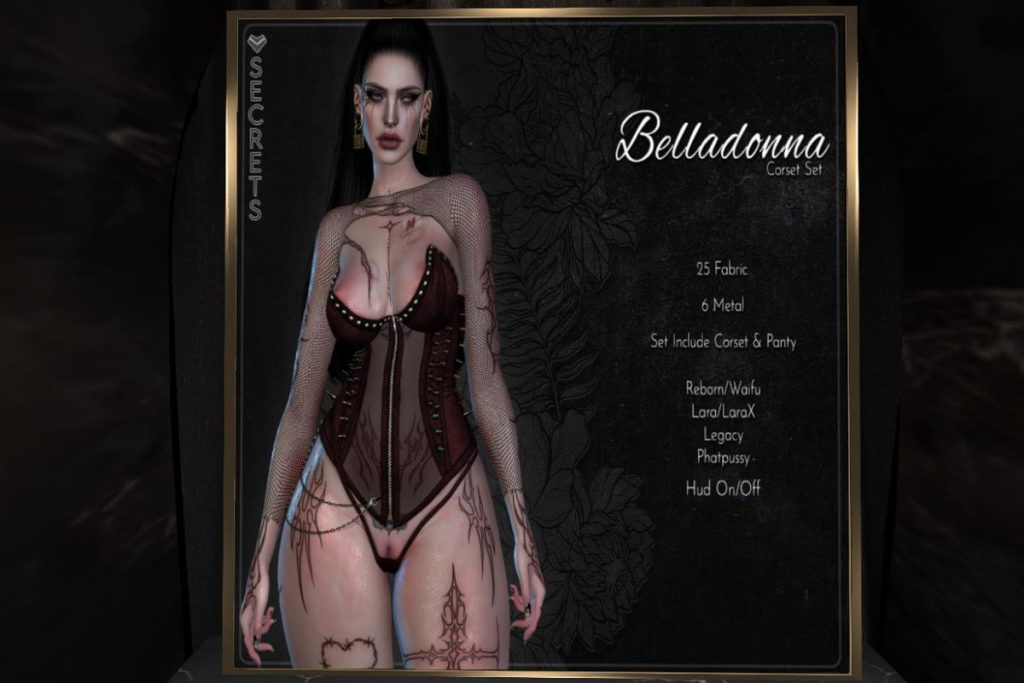 Belladonna Corset Set - Legacy/MaitreyaX/Reborn/+mods, L$249 each/L$1249 FP