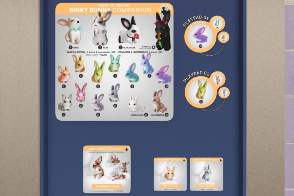 Binky Bunny Companion Gacha - L$88 Per Play/L$188 each Limited