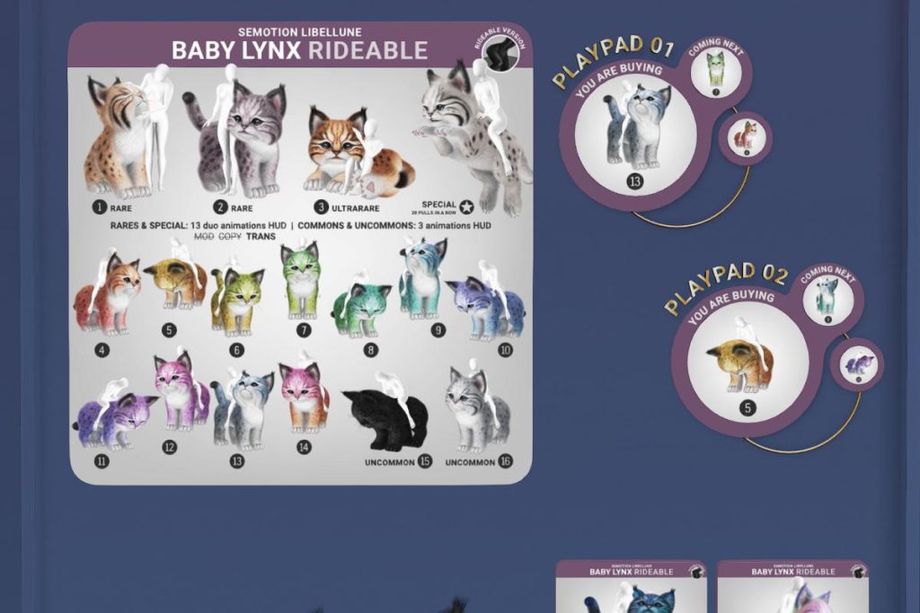 Baby Lynx Rideable, L$88 per pull