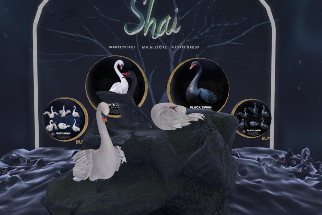 Mute and Black Swans Animesh, L$799-L$999 each