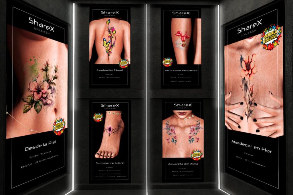 Various Tattoos - BOM, L$200-L$350 each