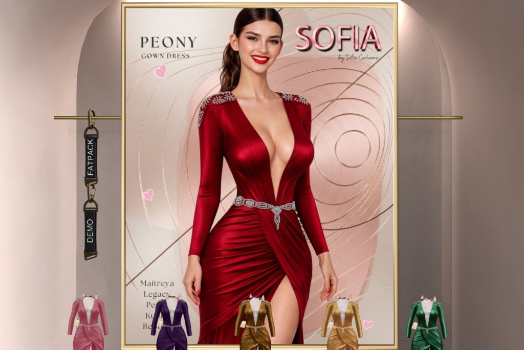 Peony Gown Dress - Inithium/Legacy/Maitreya/Reborn/+mods, L$155 each/L$550 FP