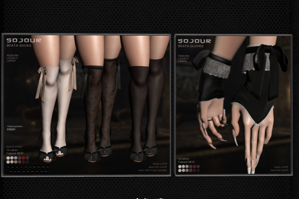 Beata Socks - Legacy/MaitreyaX/Reborn, L$230 each/L$1099 FP | Beata Gloves - Legacy/MaitreyaX/Reborn, L$230 each/L$1099 FP
