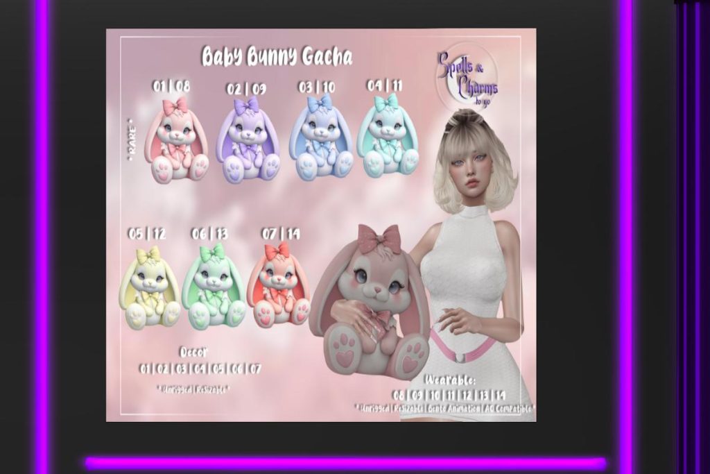 Baby Bunny Gacha, L$75 per pull