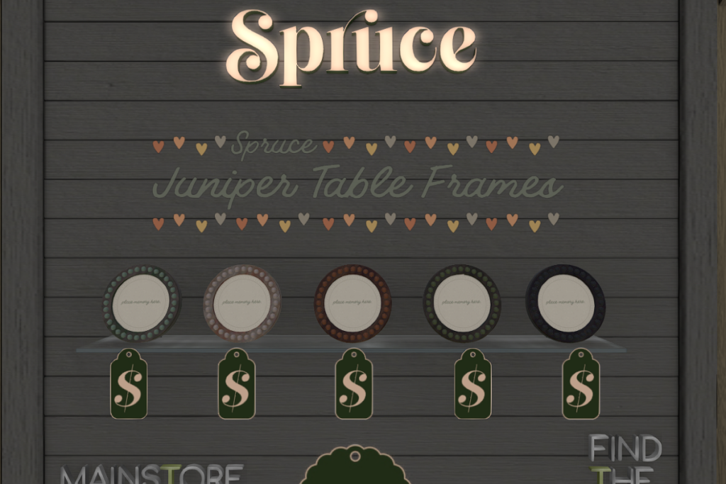 Juniper Table Frames, L$125 each/L$325 FP