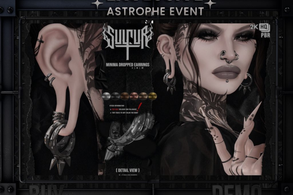 Minima Earrings - Swallow Dropped Ears, L$250