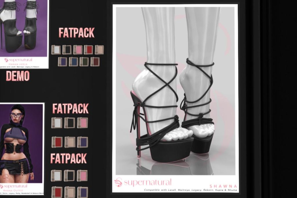 Shawna Heels - Inithium/Legacy/Maitreya/Nhumana/Reborn/+mods, L$188 each/L$1188 FP