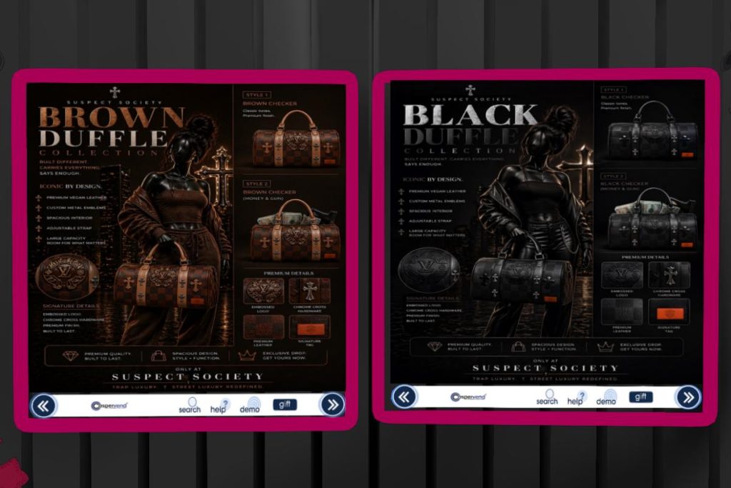 Brown and Black Duffle Collections, L$700 each