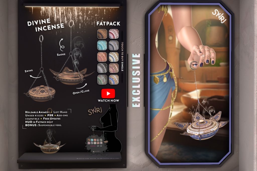 Divine Incense, L$295 each/L$895 FP