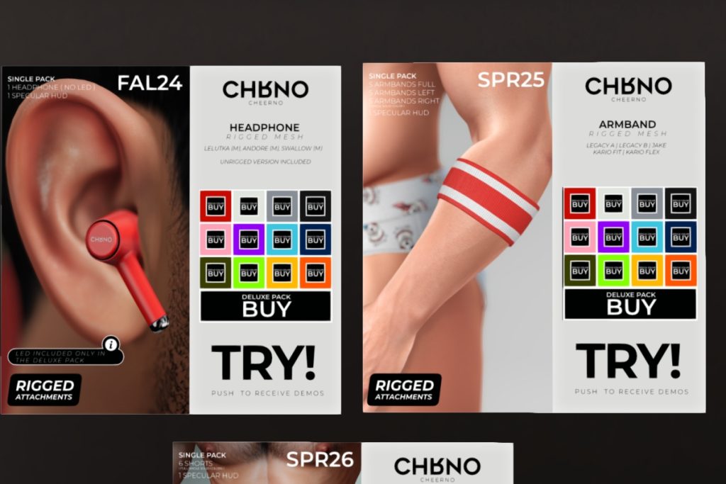 Headphone - See Ad for Fits, L$235 each/L$1835 FP | Armband - See Ad for Fits, L$100 each/L$749 FP