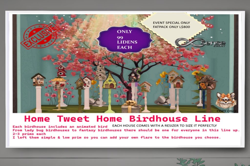 Home Tweet Home Birdhouses, L$99 each/L$800 FP