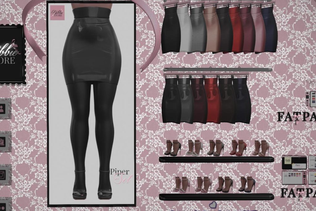 Piper Skirt - no fits listed, L$199 each/L$700 FP | Piper Heels - no fits listed, L$199 each/L$999 FP