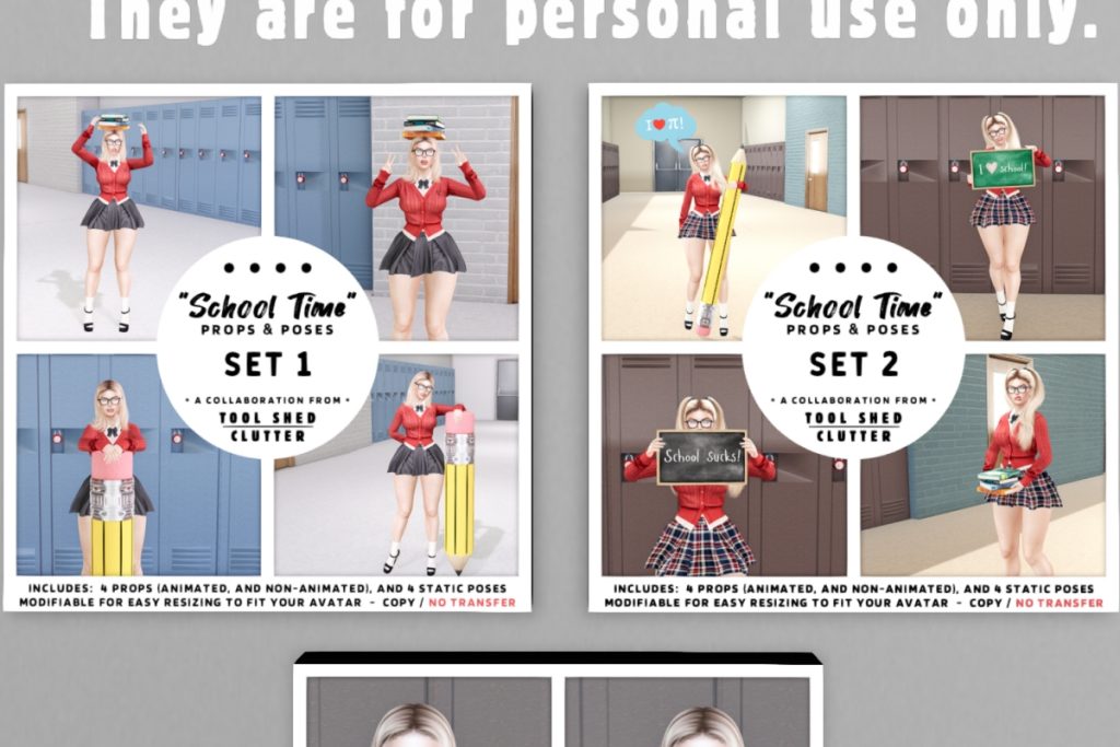 School Time Props &amp; Poses, L$300 each