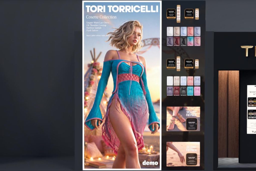 Cosette Dress, CoverUp, Barefoot Sandals &amp; Cosette Flash Tattoos, - Legacy/MaitreyaX/Reborn/+mods L$299 each/L$899-L$2499 each FP