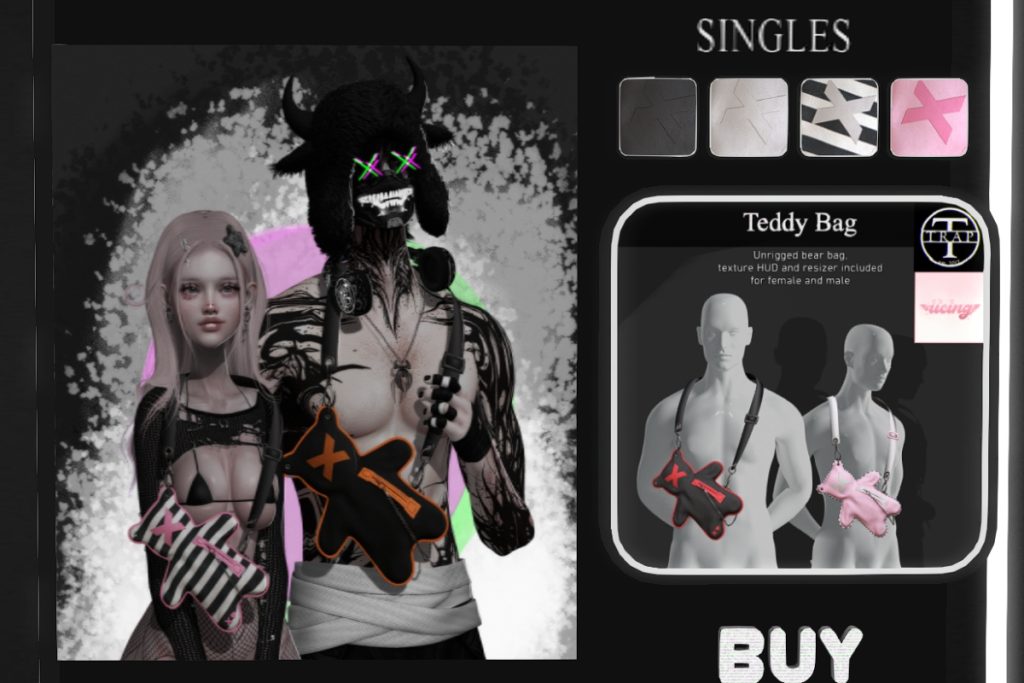 Teddy Bag, L$399 each/L$899 FP