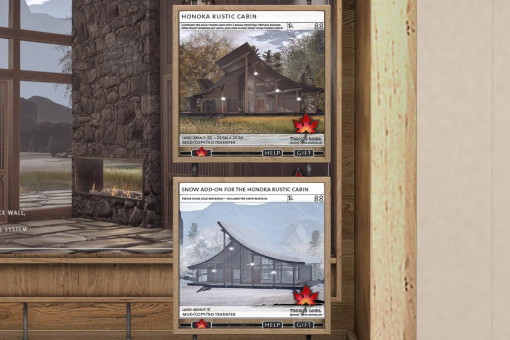 Honoka Rustic Cabin &amp; Add-on Snow, L$88 each