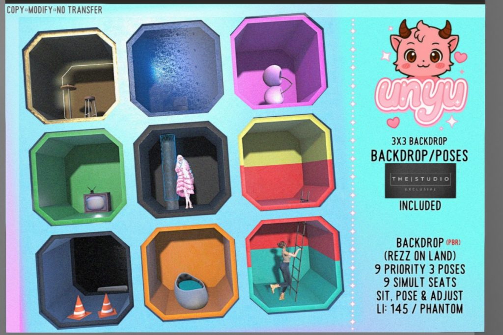 3X3 Backdrop Pack, L$99