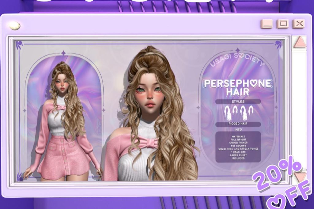 Persephone Hair, L$350 each/L$480 FP