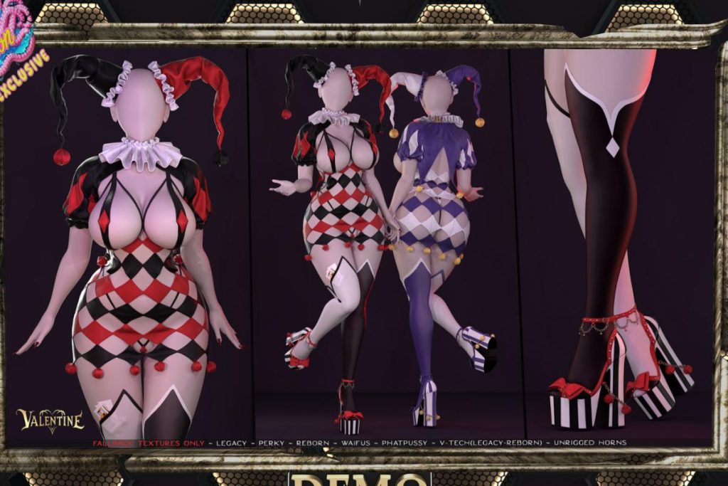 Jester Outfit - Legacy/Reborn/+mods, L$99-L$349 each/L$359-L$1259 each FP/L$1999 MP