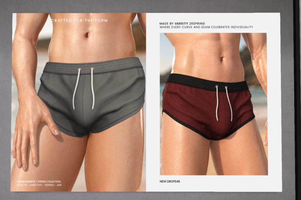 Yulian Shorts - Giannix/Jake/Kairo/Legacy/+mods, L$225 each/L$1125 FP