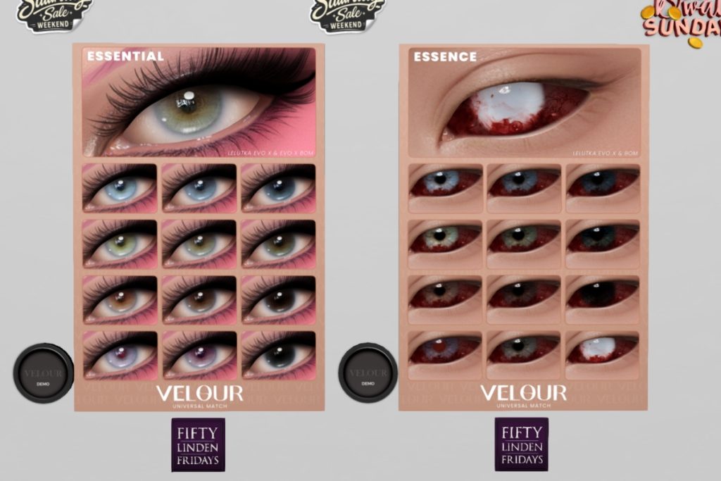 Essential Eyes - BOM/EvoX | Essence Eyes - BOM/EvoX	<a href="http://maps.secondlife.com/secondlife/VELOUR/86/123/83" target="_blank">Teleport</a>