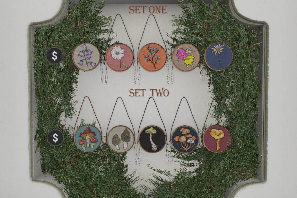 Woodland Flowers and Shrooms Hanging Hoops, L$220 each