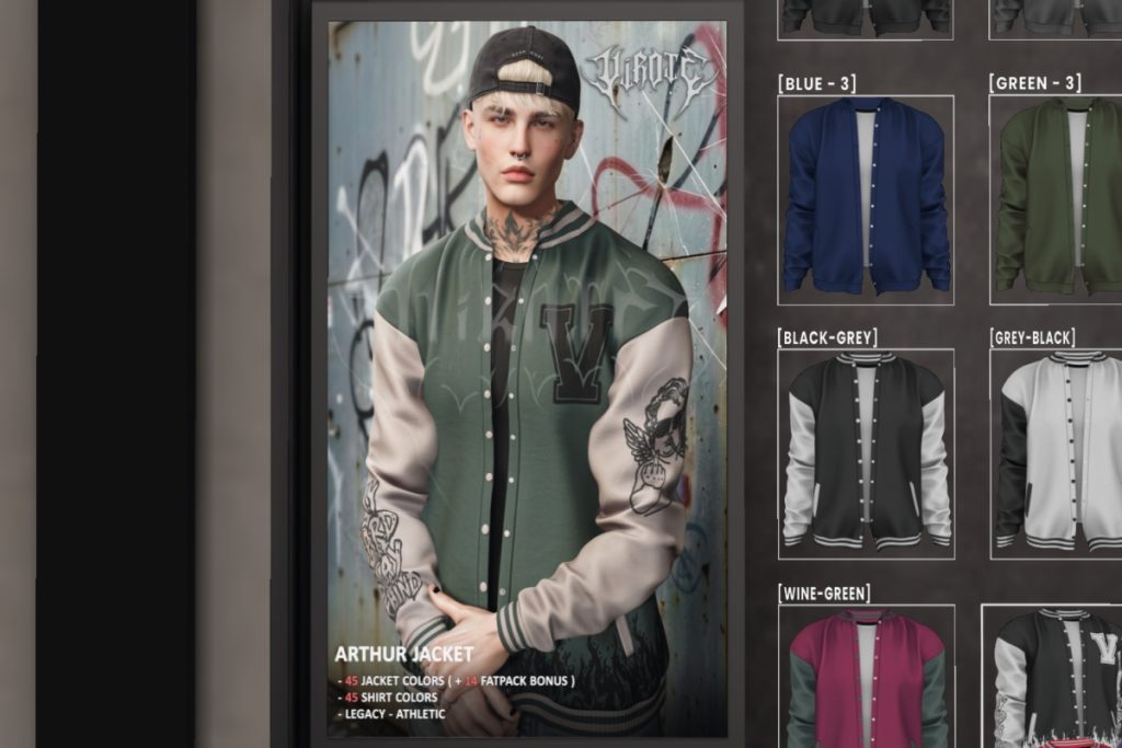 Arthur Jacket - Legacy/+mods, L$389 each/L$899 FP