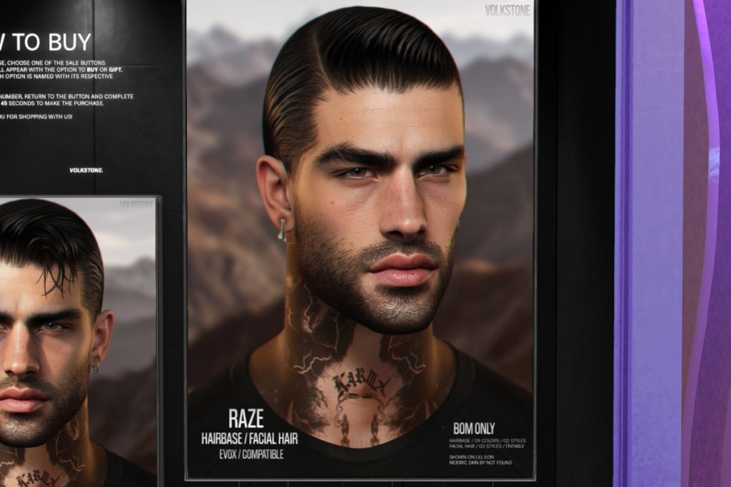 Raze Hairbase  - EvoX, L$199 each/L$599 FP | Raze Facial Hair - EvoX, L$349