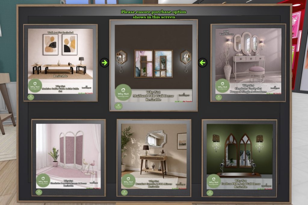 Various Furniture &amp; Decor Items, L$180-L$293 each