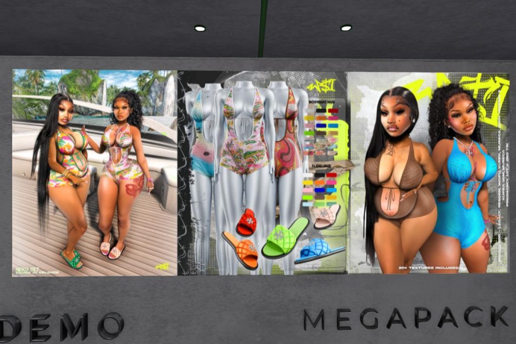 Neko Bodysuit and Slippers - Inithium/Legacy/Reborn/Yentements/+mods, L$300 each/L$999-L$2000 each FP