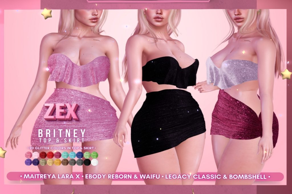 Britney Top &amp; Skirt - Legacy/MaitreyaX/Reborn/+mods, L$88 each/L$588 each FP