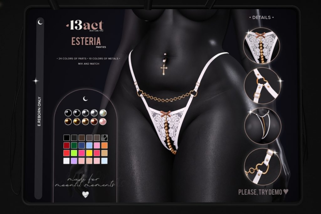 Esteria Panties - Reborn, L$199 each/L$1199 FP