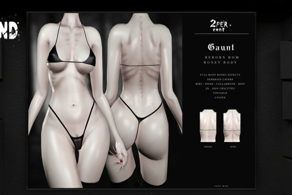Gaunt Boney Body Marks - BOM for Reborn, L$350