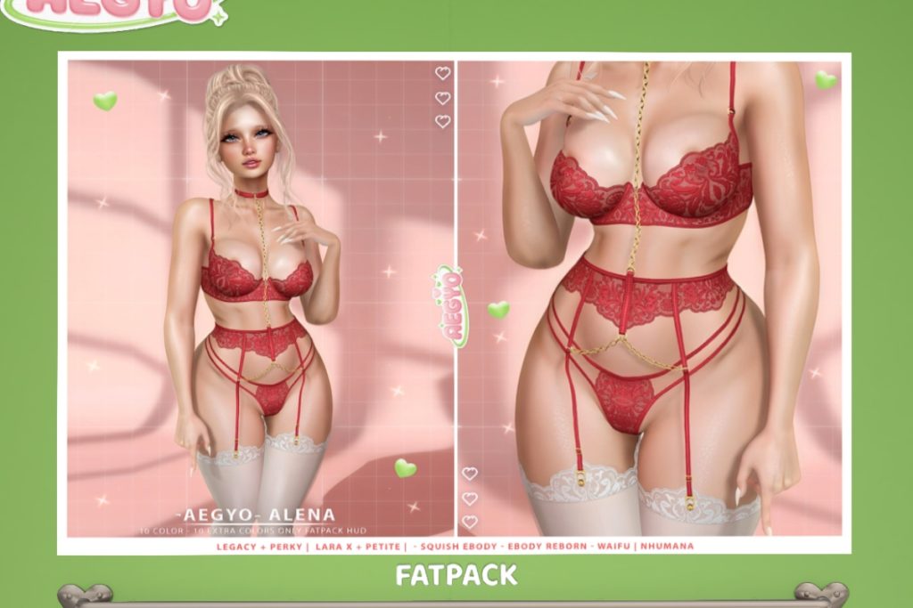 Alena Lingerie and Stockings - Legacy/MaitreyaX/Nhumana/Reborn/+mods, L$198-L$218 each/L$998 FP