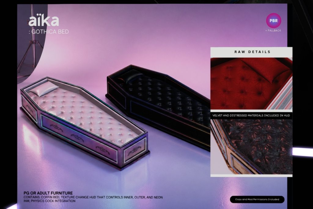 Gothica Bed, L$999-L$1999 each