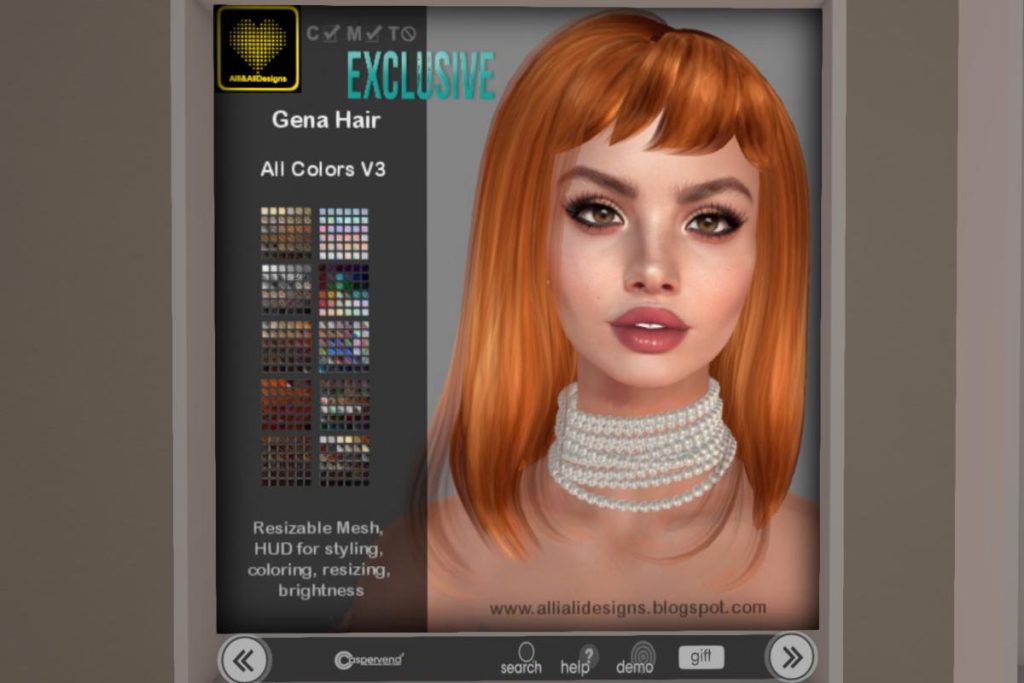 Gena Hair, L$250 each/L$1200 FP