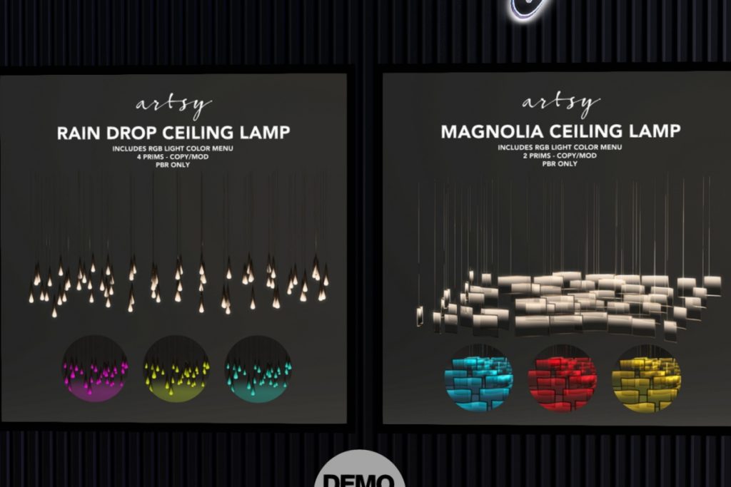 Rain Drop &amp; Magnolia Ceiling Lamp, L$499 each